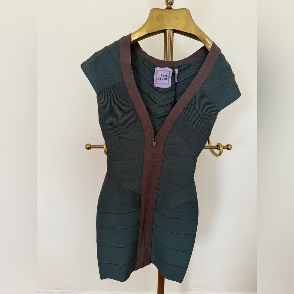 Herve Leger Green Bandage Dress XS